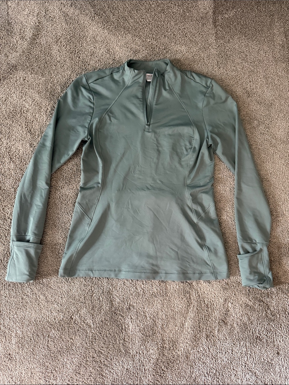 Athleta Light Sage Green Quarter-Zip Active Top Running Walking